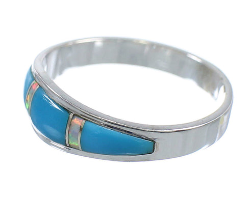 Genuine Sterling Silver Southwestern Turquoise Opal Ring Size 8-1/4 RX57352